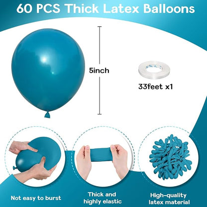 Jobkoo Peacock Blue Balloons 5 Inch - Image 2