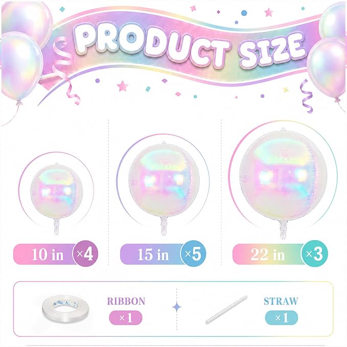 Iridescent Round Foil Balloons - Image 2