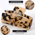 Jayongnee Hair Claw Clips - 4Pcs Medium Clips for Thick or Thin Hair - Square Claw for Women - Rectangle Hair Clips Nonslip Acrylic Hair Accessories for Girls (Tortoise shell)