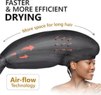 Large Hooded Hair Dryer Bonnet Attachment w/Integrated Headband - Reduces Heat Exposure Around Ears & Neck - Enhanced Size for Use with Rollers, Speeds Up Drying Time, Deep Conditioning at Home