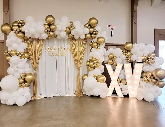 White and Gold Balloons Arch Kit, Baby Shower, Birthday Party Decorations - Image 4