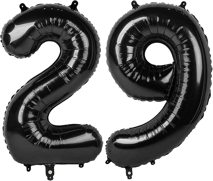 Foil 40 Inch Big Black 29 Balloon Number, Giant Happy 29 Birthday Party Supplies by Upgesy