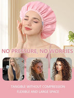 Years Calm Shower Caps For Women Reusable Waterproof，Pattern And Solid Color Dual-Layer Design For Dual-Layer Usable，Protects Hair In Shower, Spa, Cooking, Clean & Travel (Pink, Extra Large)
