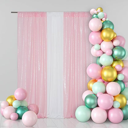 Eternal Beauty Pink Sequin Backdrop Curtains, 2 Panels 2x8FT | 3mm Sparkle - Image 9