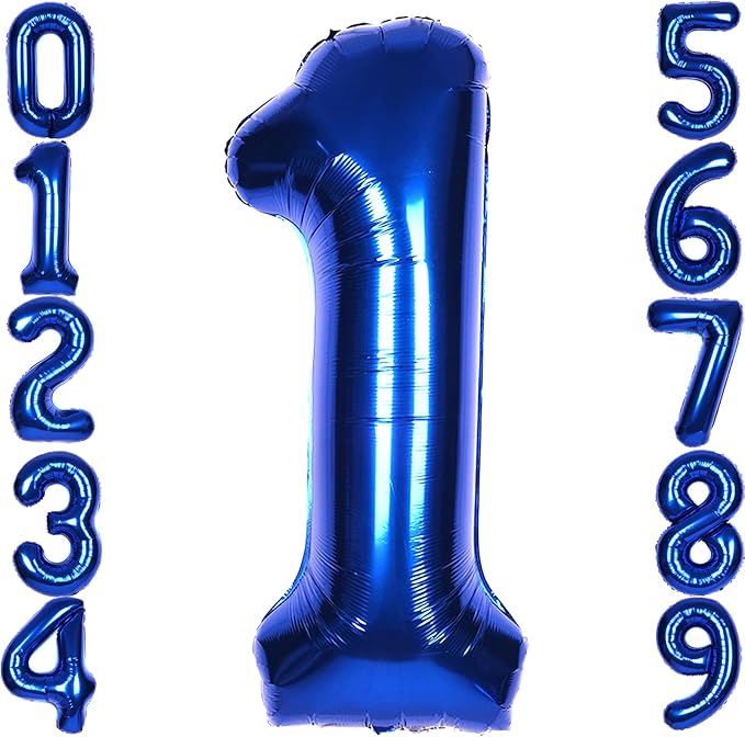 40 Inch Navy Blue Big Number 1 Balloon 0-9 Large Helium | Royal Blue 1st Foil by SULALABOO
