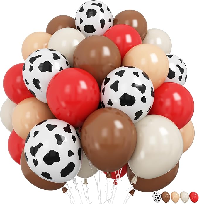 Western Cowgirl Balloons Rodeo 60 Pcs Red Dark Brown Tan Coffee Beige Nude by Froova