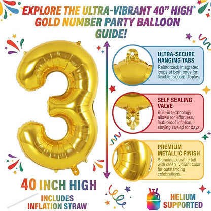 40 Inch Gold Number 13 Foil Balloon - Image 2