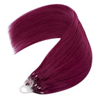 YoungSee Micro Bead Hair Extensions Human Hair Magenta Microlink Hair Extensions 24 Inch Micro Loop Hair Extension Real Human Hair Rosein 50s/50g for Party