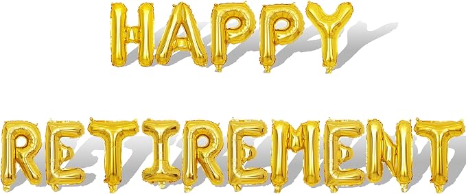 2 Set 30Pcs Gold Happy Retirement Letter Balloons 16in Balloon Foil Letter by Fezava