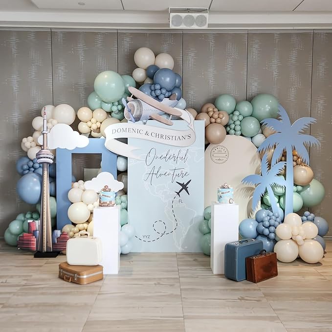 Jobkoo Sage Green Dusty Blue Balloons, 12 Inch Retro Slate Light Blue Olive - Image 2
