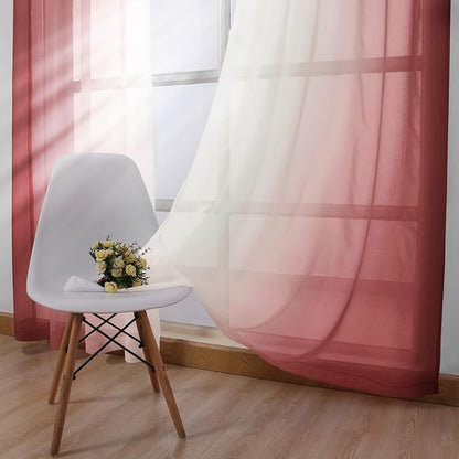 DWCN Faux Linen Ombre Sheer Curtains - Image 3