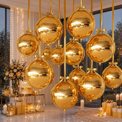 Gold Round Foil Balloons, Hanging Ceiling Balloons - Image 3