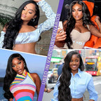 13x4 Full Frontal SKINLIKE Real HD Lace Wig 200% Density Body Wave Human Hair Vivid Pre-Plucked Hairline Bleached All Knots 0.10mm Ultra-thin Invisible Swiss HD Lace Front Wigs Frayed Ends 22 Inch