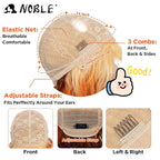 NOBLE Short Bob Wigs with Bangs for Women 3 Tone Ombre Color Synthetic Shoulder Length Curly Wavy Blonde to Orange to Ginger Wig Natural Looking Heat Resistant Colorful Daily Party Cosplay Bob Wigs.