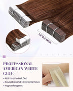 LaaVoo Tape in Extensions Human Hair Auburn Brown Hair Extensions Tape in Seamless Tape on Hair Extension Soft Hair 16inch 40pcs 100g