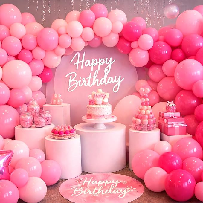 Pink Balloon Garland Arch Kit, Kelfara 109Pcs Hot Pink Latex Pastel Pink Balloon - Image 2