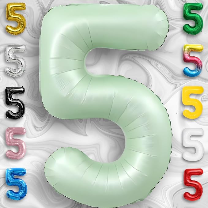 Green Number Balloon 5 Mylar Foil Balloons 32 inch - Image 3