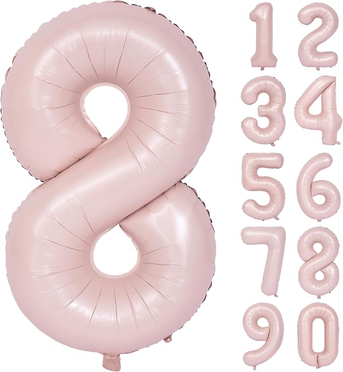 40 In Matte Pink Number Balloons Helium Foil Mylar Balloon Party Digital 8 | by Exquisitehighqualitypartydecorationstomeetyoureveryneed%EF%BC%81