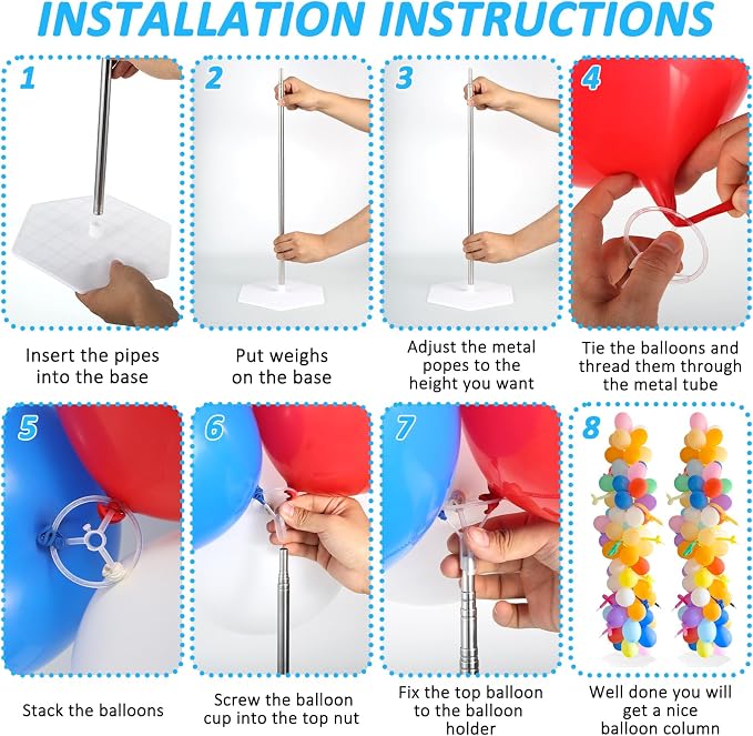Balloon Column Stand Set of 6, 6.8ft Height Adjustable Balloon Tower Pillar - Image 5