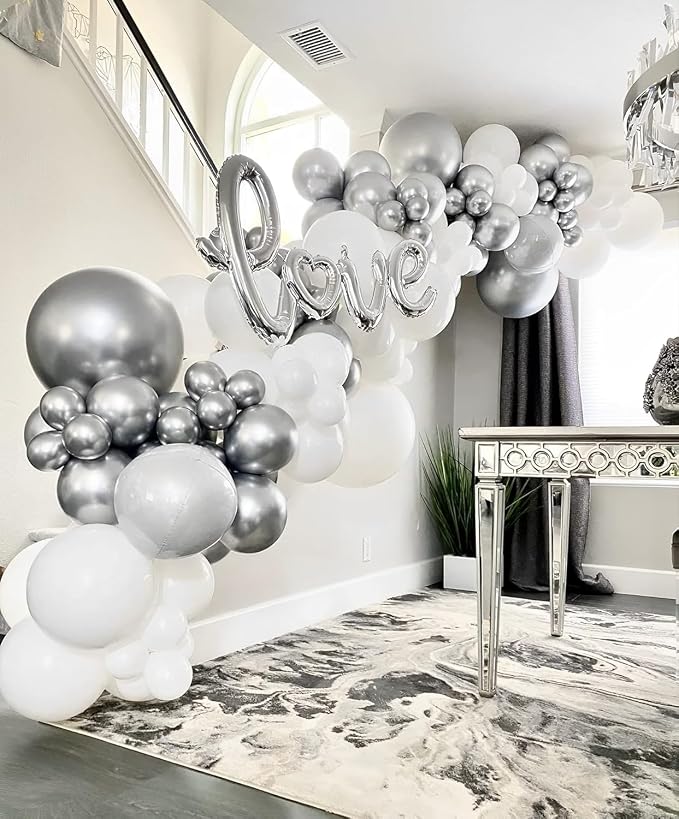 Voircoloria 66pcs Metallic Silver Latex Party Balloons, 12inch | - Image 6