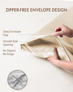 SilkSilky 100% Mulberry Silk Pillowcase - Pure 22 Momme High-Grade 6A Fibers for Hair & Skin, Envelope Closure, Natural, Organic, Breathable & Cooling Pillow Case (Standard, Beige)