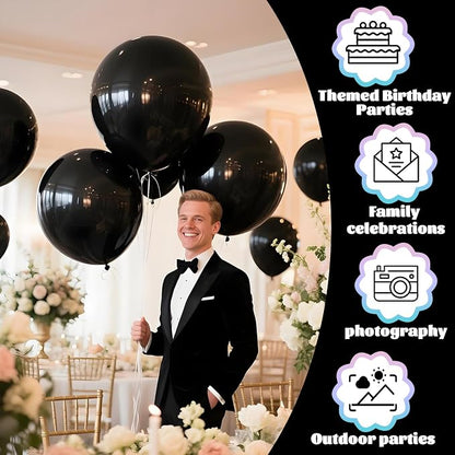 Black Big Balloons 32pcs, 18 Inch Large Latex Giant Heavy Duty Balloons - Image 5