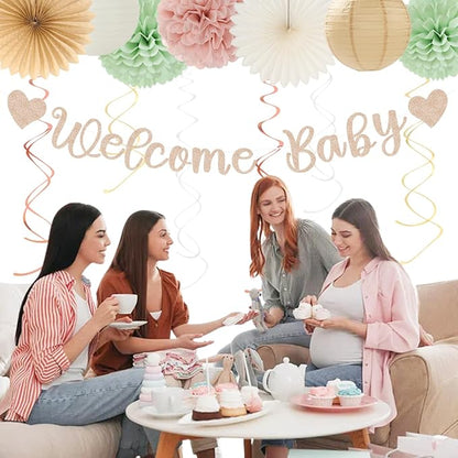 Sage-Green Pink-Beige Baby-Shower Party-Decorations - Image 7