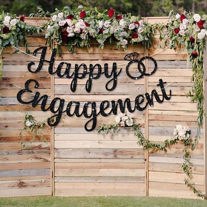 BEISHIDA Glitter Happy Engagement Banner-No DIY, Engagement Party Decorations - Image 5