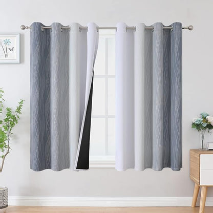 Grayish White and Grey Blackout Curtains by ESTELARTEXTILER
