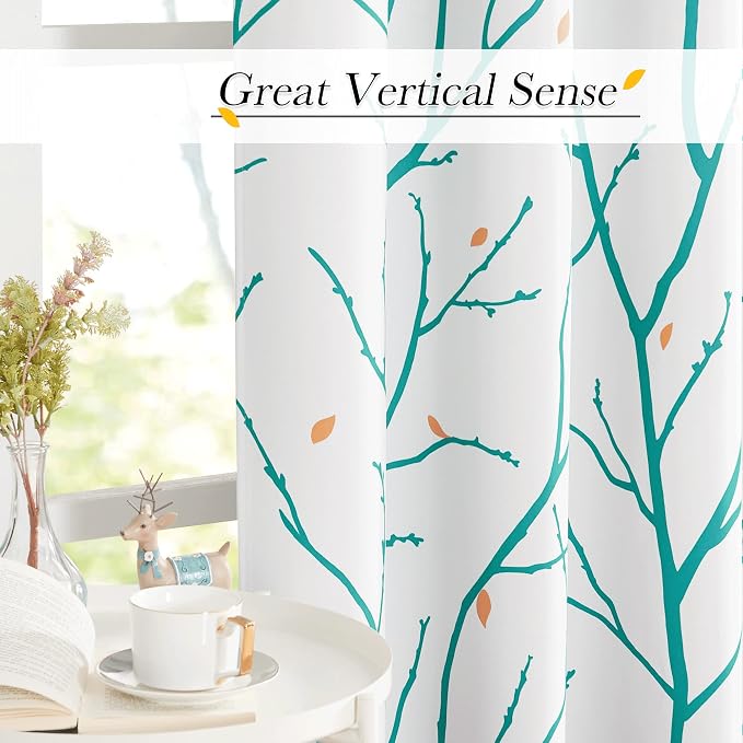 NICETOW Twisted Branch Room Darkening White Curtains, Thermal Insulated Grommet - Image 3