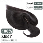 SEGO Hair Toppers for Women Real Human Hair with Thinning Hair, Toppers Hair Pieces Clip in Toppers Straight Hair Pieces with Front Bangs 150% Density Silk Base -8 Inch #1B Natural black