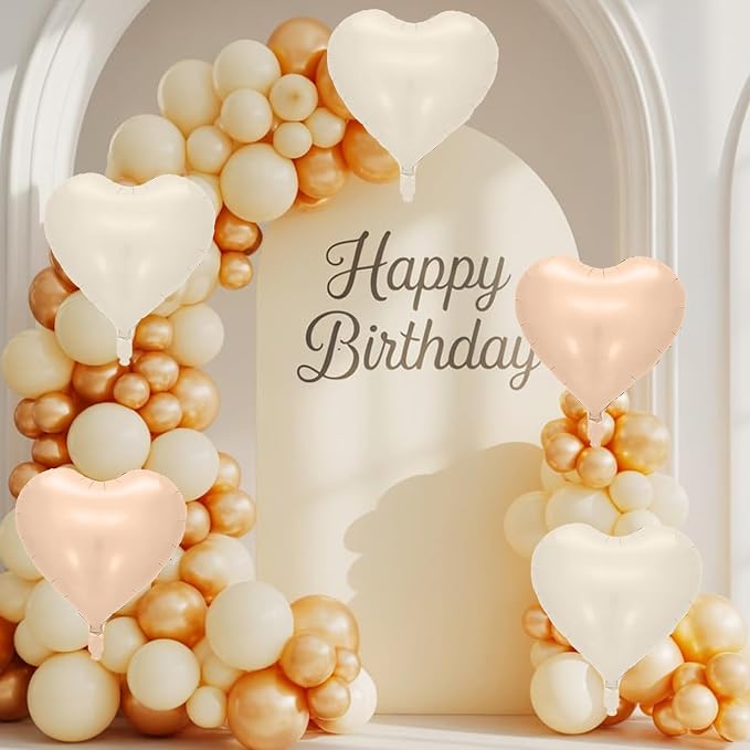 Cream Apricot Heart Balloons, 18 Inch Nude Neutral Balloons Helium - Image 8
