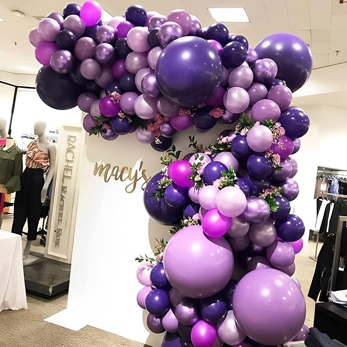 Voircoloria 130pcs Dark Purple Balloons Garland Arch Kit, 18 12 10 5 Inch | - Image 5