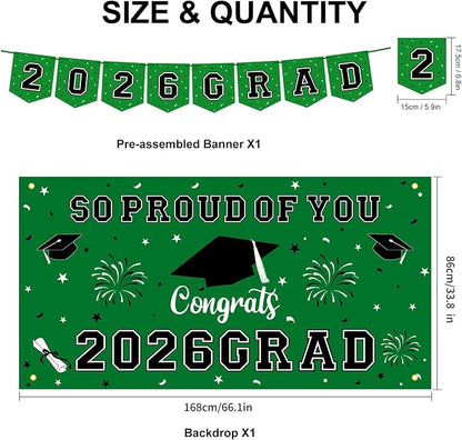 59Pcs Graduation Decorations 2026 Backdrop Balloons Banner Centerpiece Hanging - Image 2