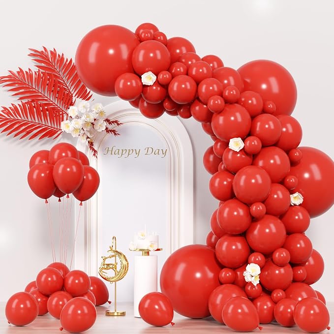 Voircoloria 130pcs Red Balloons Garland Arch Kit, 18 12 10 5 Inch | by Voircoloria