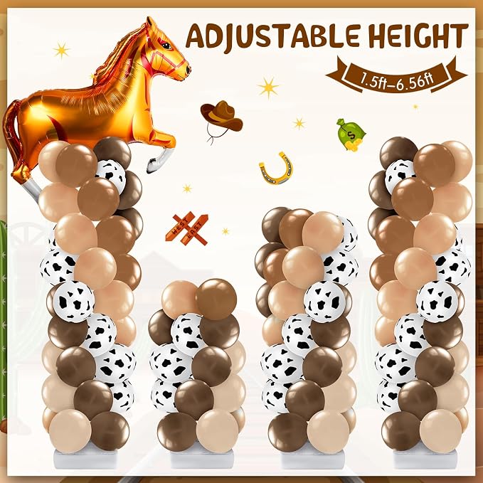 Kasyat 2 Sets Cowboy Birthday Party Balloon Column Stand Kit Western Party - Image 4