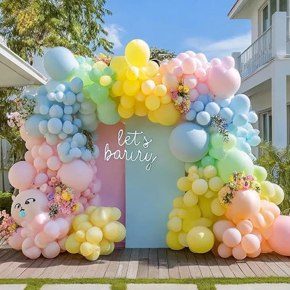 Pastel Balloon Arch Double Stuffed Pink Yellow Blue Green Balloons Different by Captank