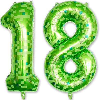 Number 18th Birthday Balloon Lime Green Pixel, 40 Inch Large Dark Kelly Green by Froova