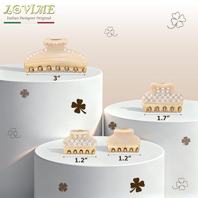 2026 Premium Durable Hair Claw Clip for Women, Original Italian Designed Strong Grip Hair Clips for Normal Fine Thin Hair, No Slip Jaw Clips with Gift Box for Christmas Birthday Girls, 1.7 Inch Beige