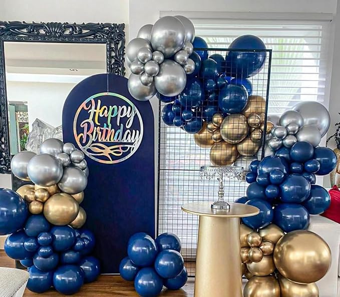 MEBAY Blue White Gold Balloons Garland Arch Kit - Image 6