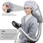 Segbeauty Bonnet Hooded Hair Dryer Attachment, Extra Large Upgraded Drying Heat Cap with Elastic Strap, Adjustable Deep Conditioning Cap for Natural Curly Textured Hair Care Styling Fast Drying Sliver