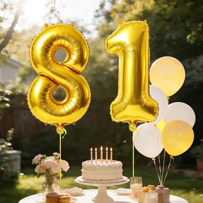 40 Inch Number 81 Balloons for 81st Birthday Party Decorations, 0-100 Gold - Image 3