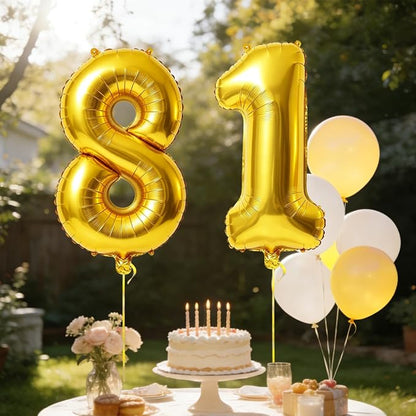 40 Inch Number 81 Balloons for 81st Birthday Party Decorations, 0-100 Gold - Image 3
