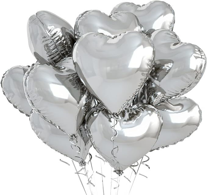 Biapian Silver Heart Balloons, Baby Shower by BIAPIAN