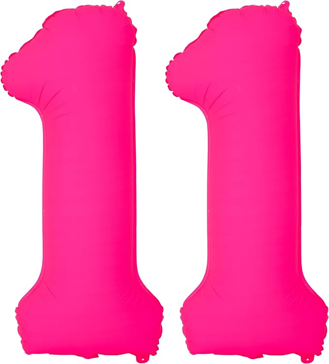 Pink Birthday Number 11 Balloons 40IN Fluorescent Pink 11 Foil Balloon | by YOIOZAIZAI