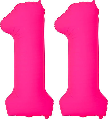 Pink Birthday Number 11 Balloons 40IN Fluorescent Pink 11 Foil Balloon | by YOIOZAIZAI
