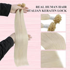 YoungSee U Tips Hair Extensions Real Human Hair Blonde U Tip Extensions Remy Hair Platinum Blonde Hot Fusion K Tips Hair Extension Straight Ktips Human Hair Extension for Women 16In 1G/S 50G