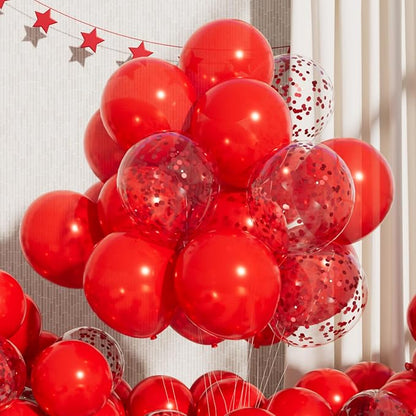 RainbowQ Red Balloons 55Pcs 12 Inch Confetti Latex Helium Party Balloon | Red by RainbowQParty