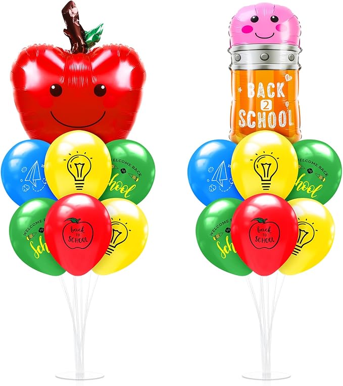 Seematn 2 Set Back to School Balloon Stand Kits Pencil Balloons Sticks Holder by Seematn