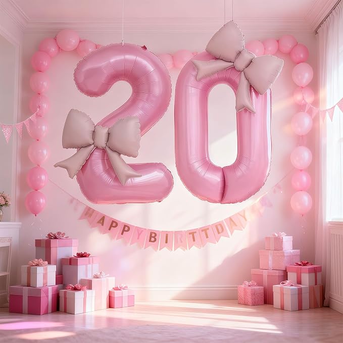 Bow Pink 0 Balloons, 40 Inch Giant Pink Bow Helium Foil Number 0 - Image 6